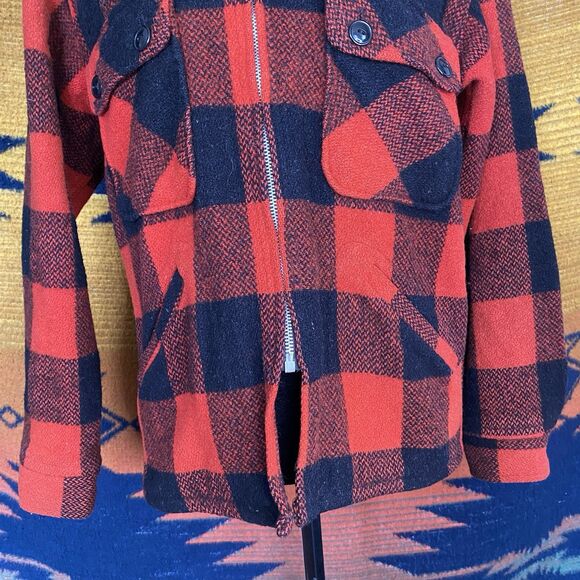 Vintage Oakbrook Sportswear Wool Zip Up Collared Buffalo Plaid House Coat. Small - Picture 3 of 15